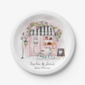 カフェフランスのボンジュールベブパリティベイビーシャワー ペーパープレート (正面)