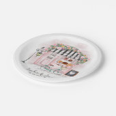 カフェフランスのボンジュールベブパリティベイビーシャワー ペーパープレート (アングル)