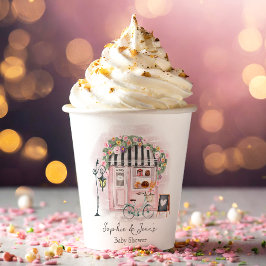 カフェフランスのボンジュールベブパリティベイビーシャワー 紙コップ