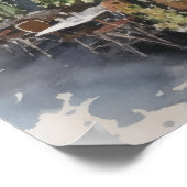 カフェフランスの水彩風景画プリントポスター ポスター (角)