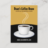 カフェブラック&ベージュコーヒーショップ縦大 名刺 (正面)