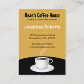 カフェブラック&ベージュコーヒーショップ縦大 名刺 (裏面)