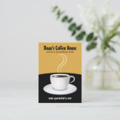 カフェブラック&ベージュコーヒーショップ縦大 名刺 (スタンド正面)