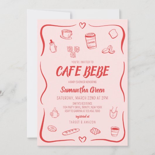 カフェベビーベイビーシャワー 招待状 (正面)