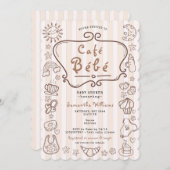 カフェベベビッフランスのクモダン男女兼用シャワー 招待状 (正面/裏面)