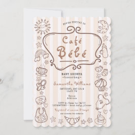 カフェベベビッフランスのクモダン男女兼用シャワー 招待状