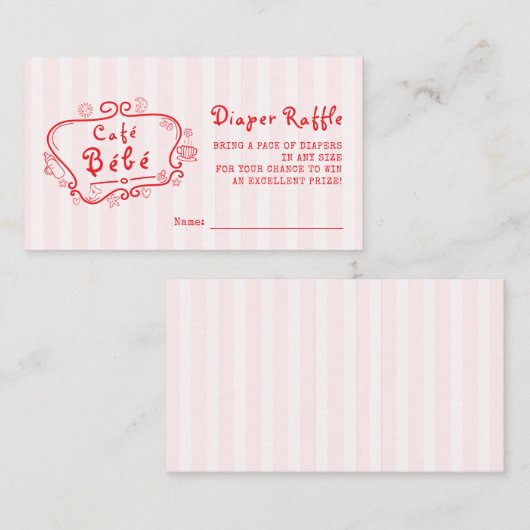 カフェベベピフランスのッモダンクガールベビーシャワー エンクロージャーカード (正面/裏面)