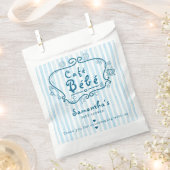 カフェベベモダンキュートフランスのブルーボーイベビーシャワー フェイバーバッグ (クリップ留めされた状態)