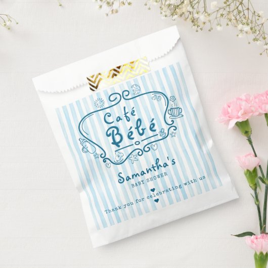カフェベベモダンキュートフランスのブルーボーイベビーシャワー フェイバーバッグ (封をした状態)