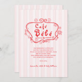 カフェベベーフランスのピモダンックレッドガールベビーシャワー サンキューカード (正面/裏面)