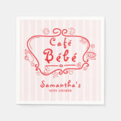 カフェベベーフランスのピモダンックレッドガールベビーシャワー スタンダードカクテルナプキン (正面)