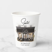 カフェベベーブブラック&ホワイトパリベビーシャワー 紙コップ (正面)