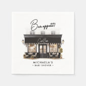 カフェベベーブブラック&ホワイトボンアペティットベビーシャワー スタンダードカクテルナプキン (正面)