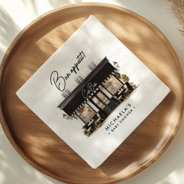 カフェベベーブブラック&ホワイトボンアペティットベビーシャワー スタンダードカクテルナプキン