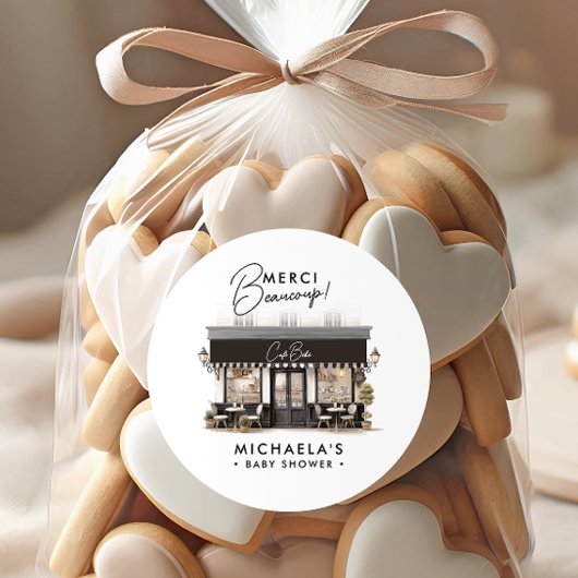 カフェベベ白黒パリサンキューベイビーシャワー ラウンドシール