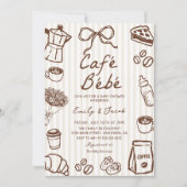 カフェベベ 手描き コーヒー ベビーシャワー 招待状 (正面)