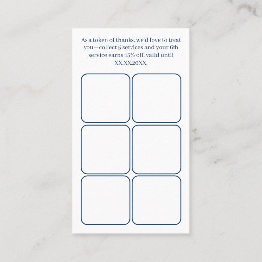 カフェホワイトブルーロゴ&QR – ありがとうございます ロイヤリティカード (裏面)