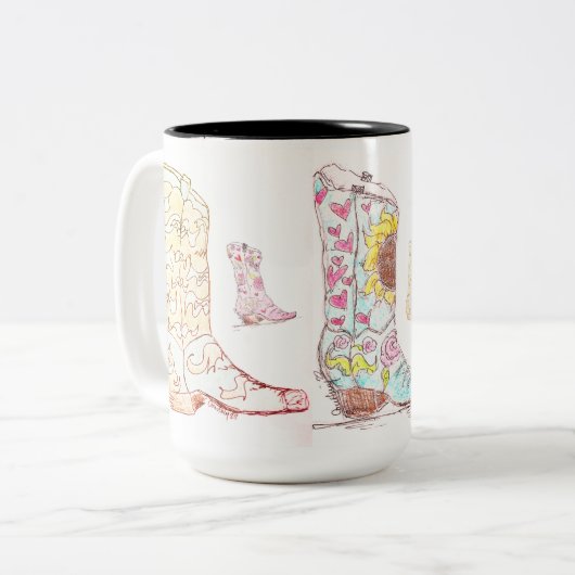 カフェマグを蹴り上げる ツートーンマグカップ (正面左)