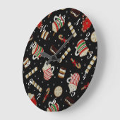 カフェラテクリスマスコーヒーウォールクロック ラージ壁時計 (傾斜)