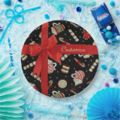 カフェラテクリスマスコーヒードレッドリボンプレート ペーパープレート (パーティー)