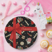 カフェラテクリスマスコーヒードレッドリボンプレート ペーパープレート (パーティー)