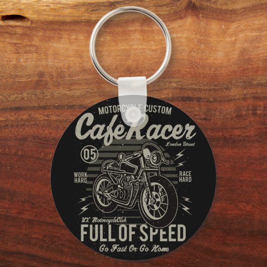 カフェレーサーワーク懸命レース懸命速く行くか家に帰る キーホルダー (正面)