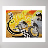 カフェレーサー絵画 – のヴィンテージオートバイレース ポスター (正面)