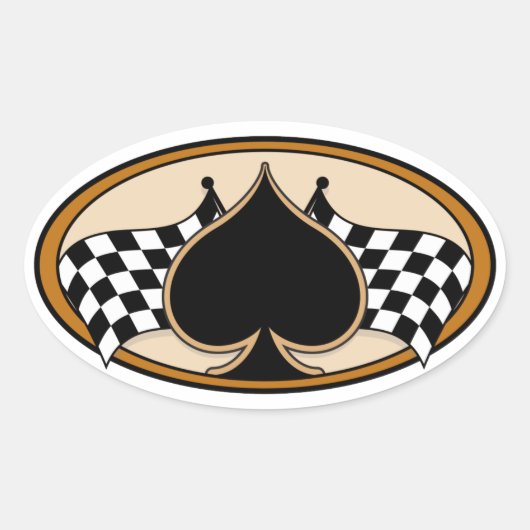 カフェレーサー/バイク 楕円形シール (正面)