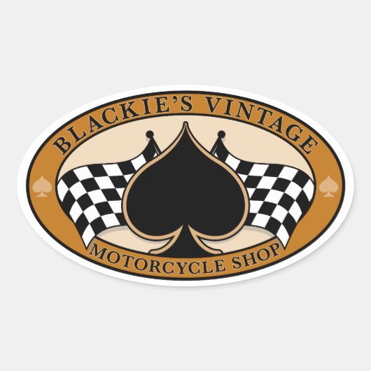 カフェレーサー/バイク 楕円形シール (正面)