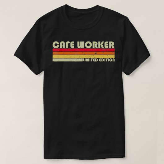 カフェワーカおもしろいー役職誕生日を表示 Tシャツ (デザイン正面)