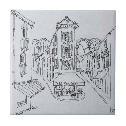 カフェヴァンゴッホプレイスヴォルテール、アール、フランス タイル (正面)