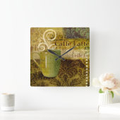 カフェーラテ スクエア壁時計 (ホーム)