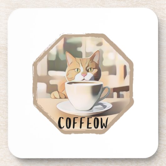 カフェー忙しウのかわいい猫 コースター (正面)