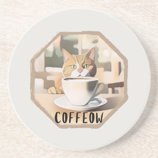 カフェー忙しウのかわいい猫 コースター (正面)