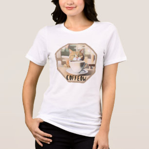 カフェー忙しウのかわいい猫 トライブレンドTシャツ