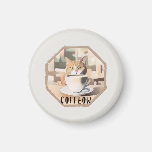 カフェー忙しウのかわいい猫 マグネット (正面)