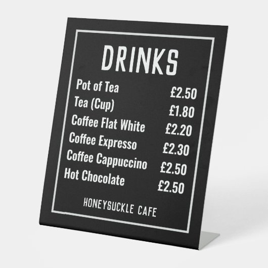 カフェ価格表台座符号 台座サイン (正面)