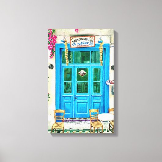 カフェ手書き鉛筆クレヨンアートキャンバスプリント キャンバスプリント (正面)