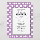 カフェ紫色の詰め合わせ水玉模様ベビーシャワー 招待状 (正面/裏面)