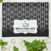 カフェ豆カスタム柄ビジネス白黒 キッチンタオル (折り畳み)