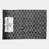 カフェ豆カスタム柄ビジネス白黒 キッチンタオル (横)