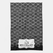 カフェ豆カスタム柄ビジネス白黒 キッチンタオル (縦)