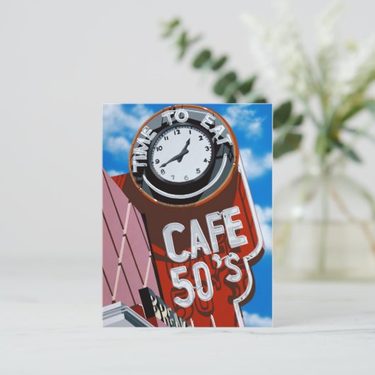 カフェ50のレトロダイナー絵画ズのはがき ポストカード (スタンド正面)