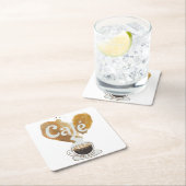 カフェ – コーヒー好き スクエアペーパーコースター (インサイチュ)