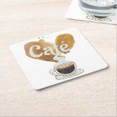 カフェ – コーヒー好き スクエアペーパーコースター (アングル)