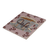 カフェ コーヒー カップとコーヒー豆 セラミック タイル (側面)