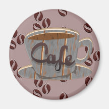 カフェ コーヒー カップ と コーヒー 豆 マグネット