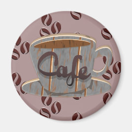 カフェ コーヒー カップ と コーヒー 豆 マグネット