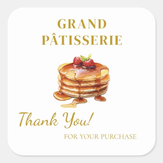 カフェ・ベーカリー小規模企業に感謝のラベル スクエアシール (正面)