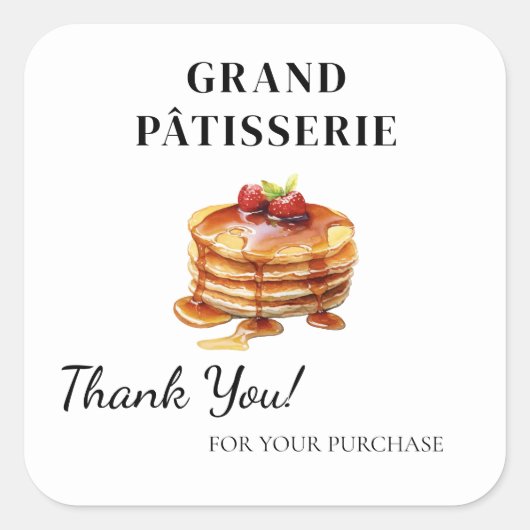 カフェ・ベーカリー小規模企業に感謝のラベル スクエアシール (正面)